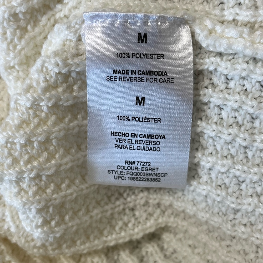 French Connection Cream Knit Cardigan Top Gold Buttons M NWT - Picture 7 of 9